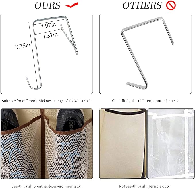 KEEPJOY Over The Door Shoe Organizer, Hanging Shoe Organizer 12 Mesh Pockets - Image 5