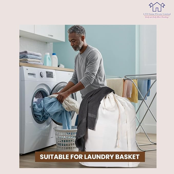 LFH Home Cotton Canvas Large Laundry Bag - Image 5