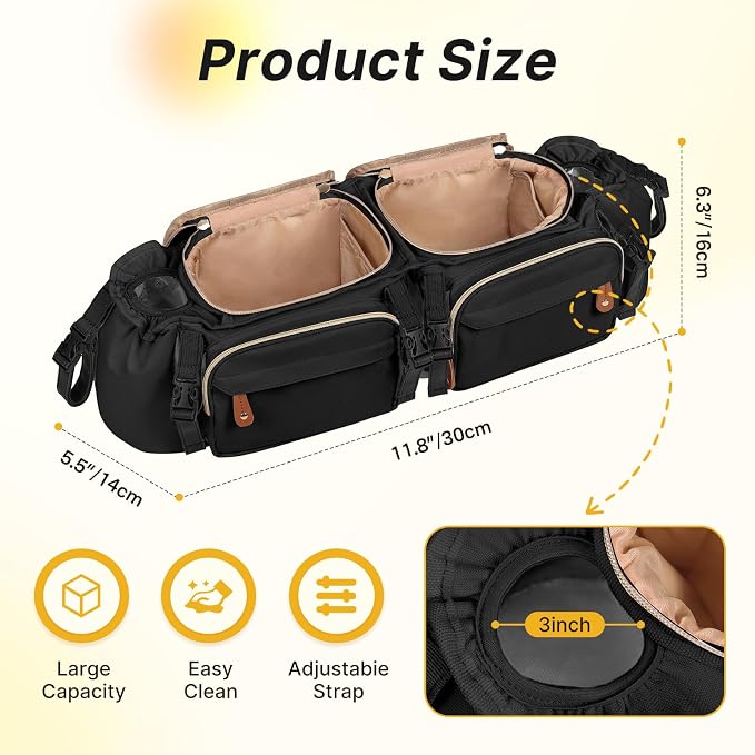Double Stroller Organizer for Bob Duallie and Baby Jogger City Mini GT2 - Image 3