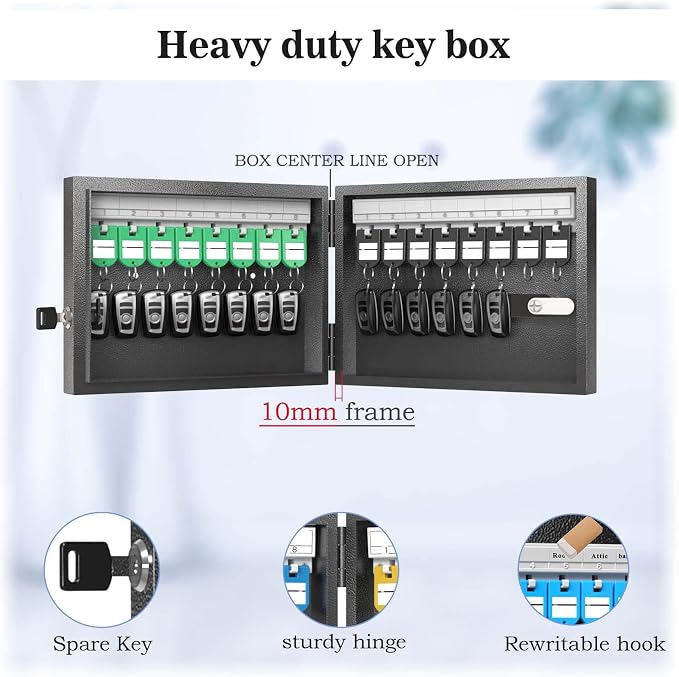 WeHere Key Lock Box, Wall Mount Key Cabinet - Image 3