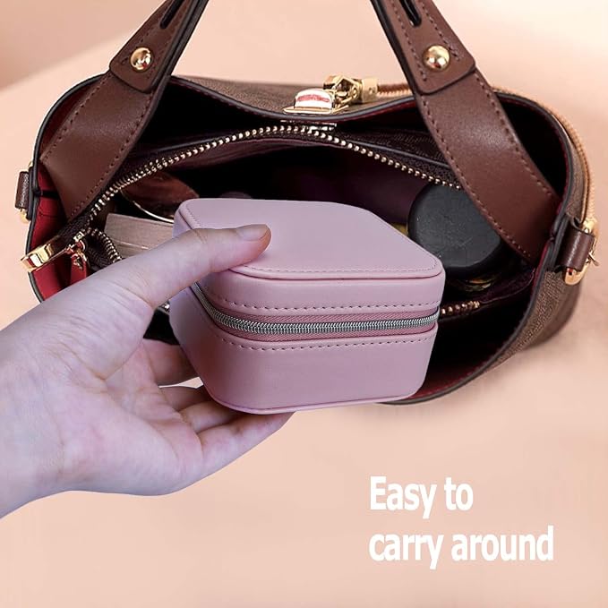【2 Pack】 PU Leather Travel Small Portable Mini Travel Jewelry Organizer - Image 5
