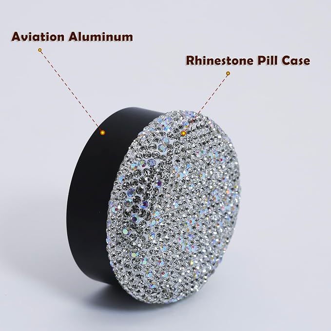 Small Pill Case 3 Compartments, Metal Round Portable Pill Box, Waterproof - Image 3