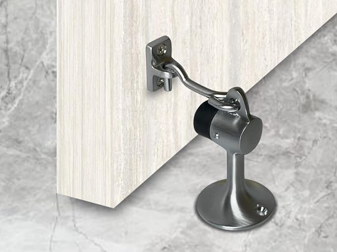 QCAA Solid Brass Door Stop, 3-15/16" Height, Satin Chrome, Made in Taiwan - Image 6