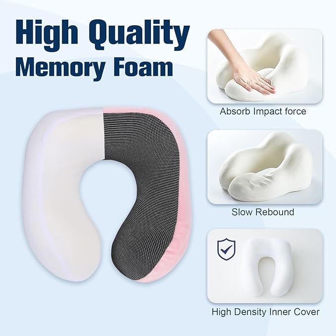 Neck Pillow for Traveling, Travel Pillows for Airplanes, 100% Pure Memory Foam - Image 5