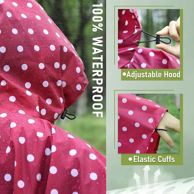 SaphiRose Unisex Rain Poncho Raincoat Hooded - Image 3