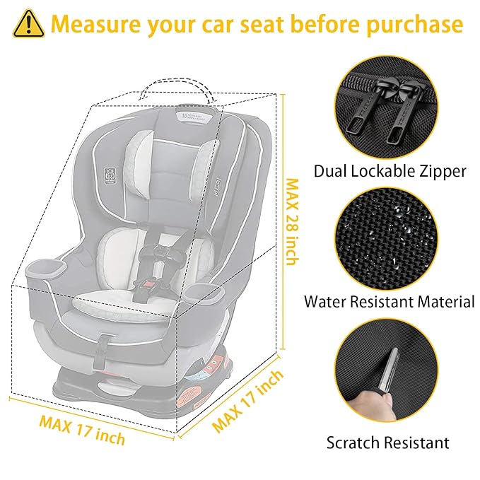 YOREPEK Padded Car Seat Travel Bag Backpack - Image 2