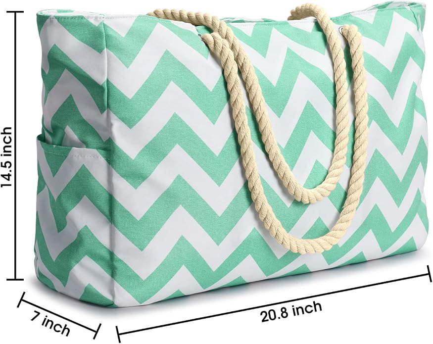 Becokan Beach Bags for Women Large Waterproof Beach Tote Bag Zipper Beach Bags - Image 4