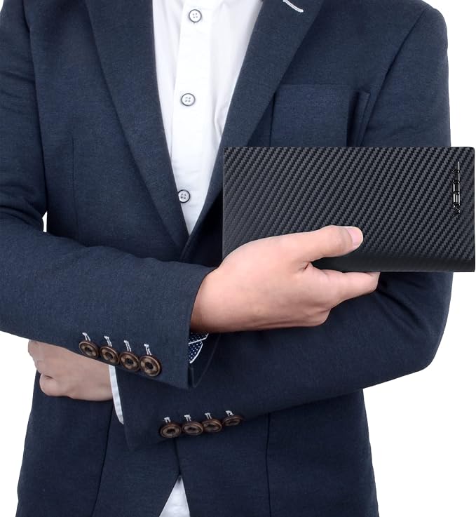 VISOUL Mens Checkbook Leather Wallets Long Bifold Wallets - Image 7