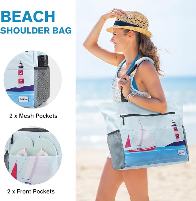 G4Free Beach Bag, Waterproof Sandproof Beach Tote Bag, Large Capacity Foldable - Image 4