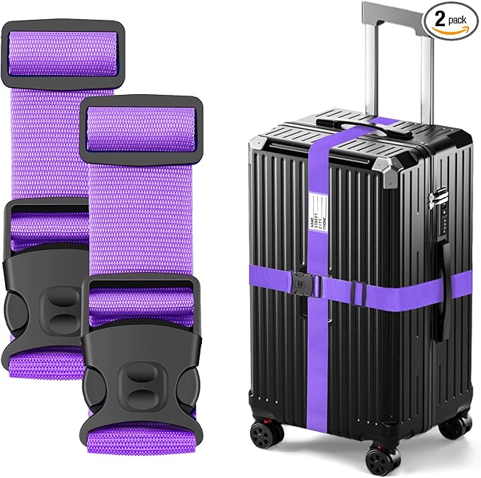 BILIONE Luggage Straps 88 inch Adjustable Suitcase Belt, Lockable Against by BILIONE