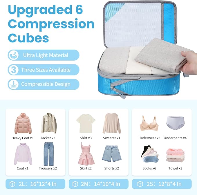 8 Set/6 Set/4 Set Compression Packing Cubes - Image 2