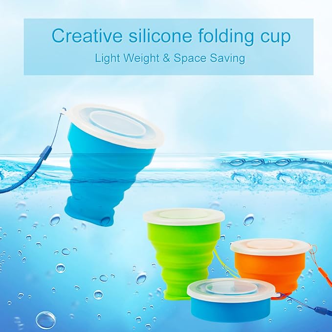 3 Pack Collapsible Water Cup Camping Cups Foldable Drinking Cup Travel Cups - Image 6