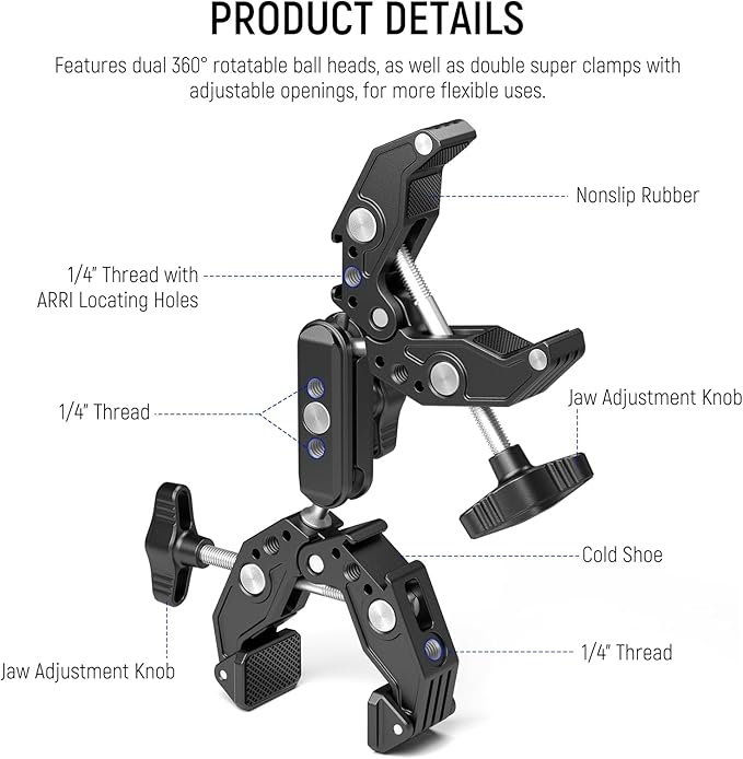 NEEWER Double Super Clamp Camera Mount - Image 2
