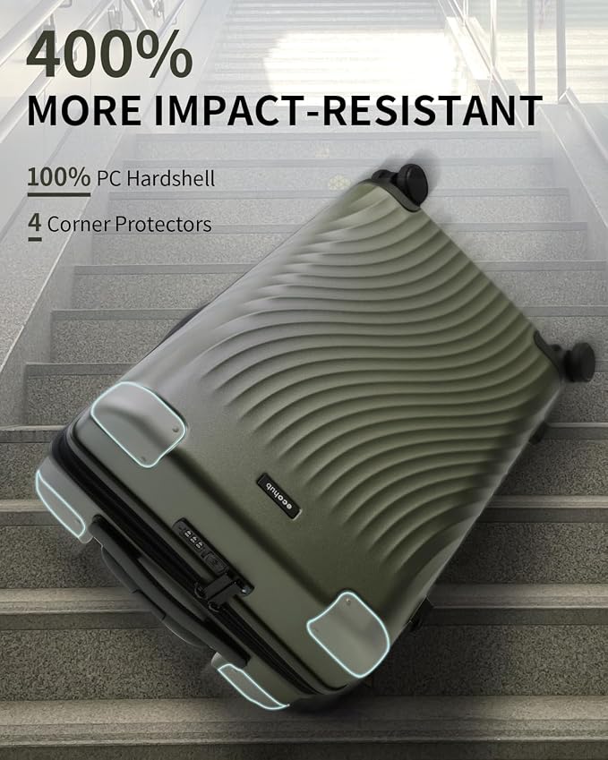 ECOHUB Hardside Expandable Carry On Luggage, Recycled PC 24" Rolling Luggage - Image 2
