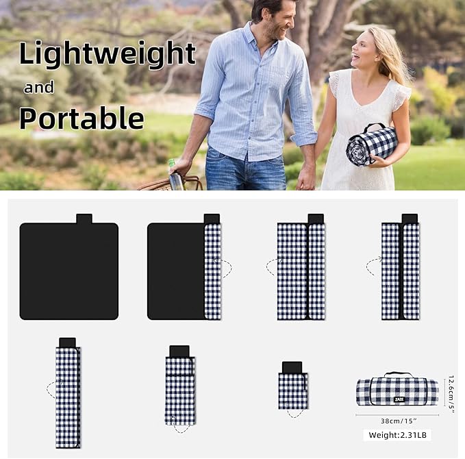 ZAZE Picnic Blankets Machine Washable, Oversized XL Outdoor Mat - Image 5