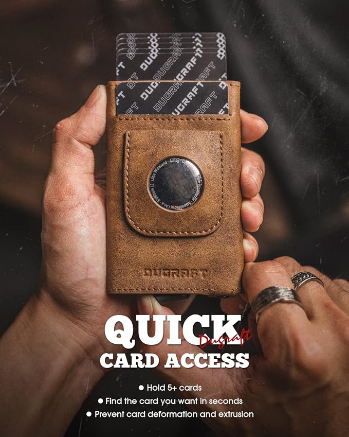 DUGRAFT Pop Up Wallet with AirTag Holder, RFID Blocking Air Tag Wallet with - Image 3