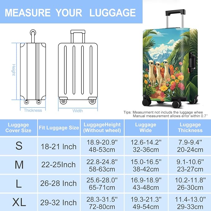 Alpaca Luggage Cover Washable Suitcase Protector Anti-Scratch, Stretchable Fit - Image 6