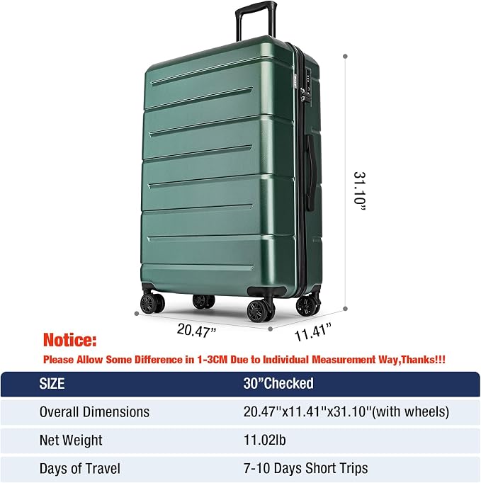 KYME 30 Inch Luggage TSA Approved Hardside Suitcases - Image 7