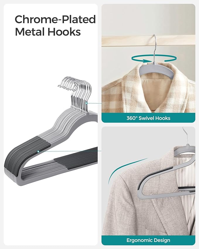 SONGMICS Clothes Hangers, Space-Saving, Light Gray and Dark Gray UCRP30G - Image 5