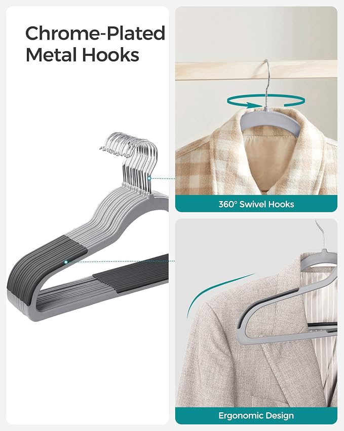 SONGMICS Clothes Hangers, Space-Saving, Light Gray and Dark Gray UCRP0050G01 - Image 5