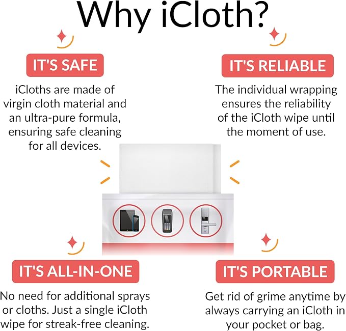 iCloth 70% Isopropyl Alcohol Large Screen and Electronics Wipes, Streak-Free - Image 3