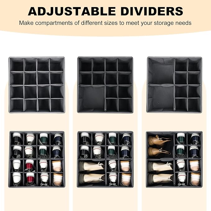 Shoe Organizer for Closet, Foldable Shoe Storage Bins - Image 2
