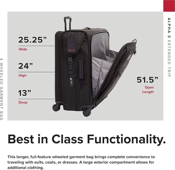 TUMI - Alpha Extended Trip 4 Wheeled Garment Bag - 4-Wheeled Clothing Bag - Image 2