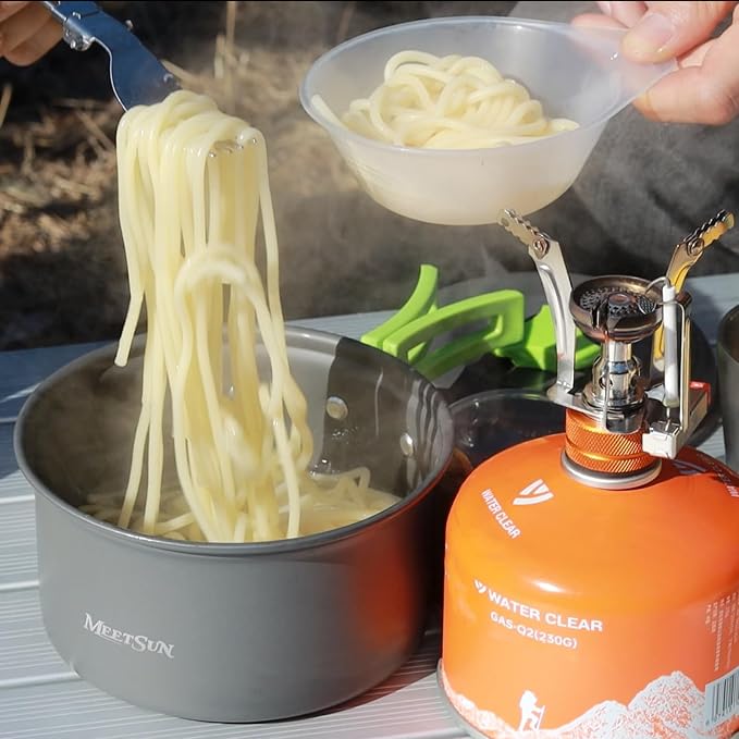 MEETSUN Lightweight Backpacking Cookware Set, Aluminum Camp Cooking Set - Image 6