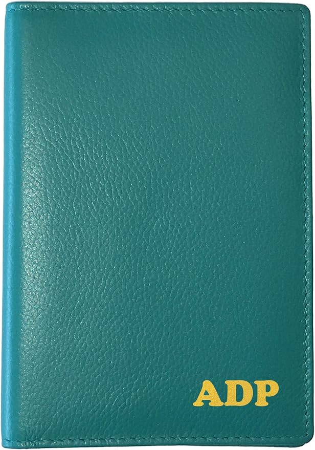 Personalized Monogrammed Teal Leather RFID Passport Wallet by 123CheapChecks