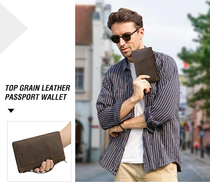 Top Grain Leather Travel Passport Wallet Holder Case - Image 3