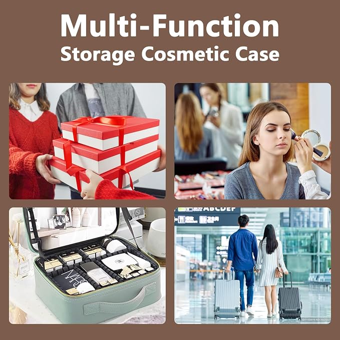 Travel Makeup Bag with LED Lighted Mirror, Travel Makeup Organizer, 3 Color - Image 5