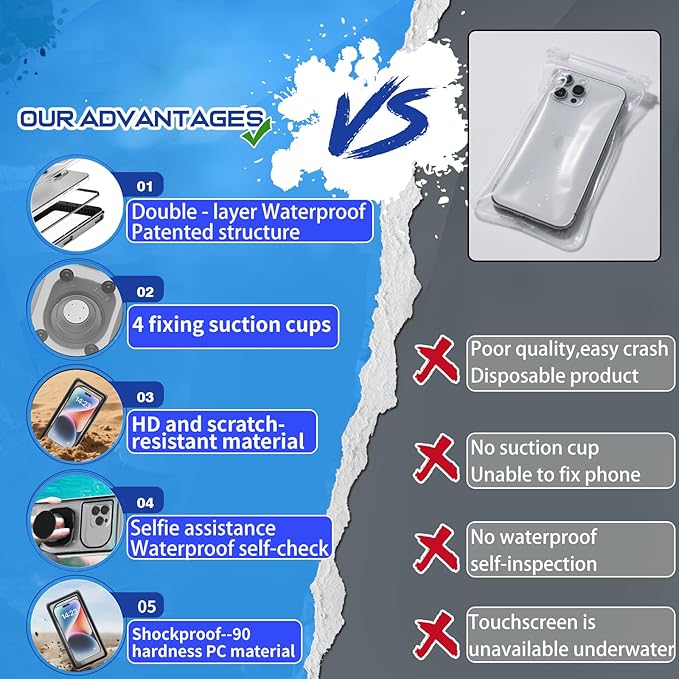 Waterproof Phone Pouch Underwater Protect Bag Wet Touch/Floating - Image 4
