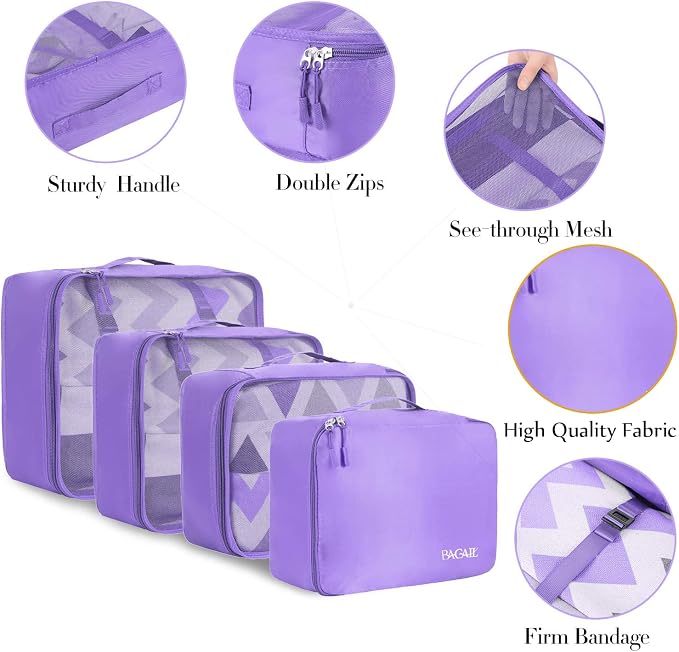 BAGAIL 8 Set Packing Cubes Luggage Packing Organizers - Image 4
