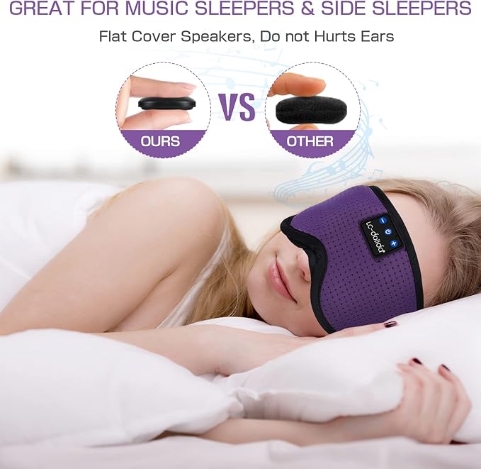 LC-dolida Sleep Headphones, Silk Sleep Mask Bluetooth Wireless Music Eye Mask - Image 3