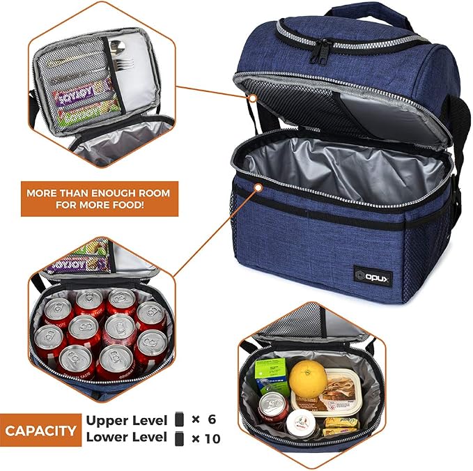 OPUX Lunch Box For Men Women, Insulated Large Lunch Bag Adult Work, Double - Image 7