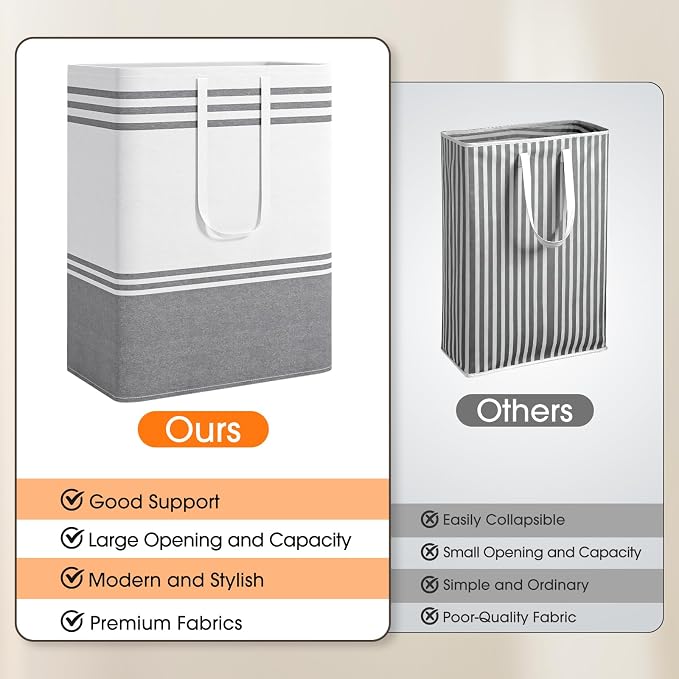2 Pack Large Home Laundry Basket, Laundry Hamper, Freestanding Waterproof Dirty - Image 5