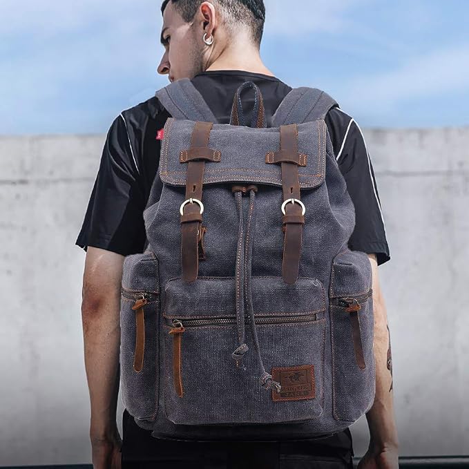 AUGUR High Capacity Canvas Vintage Backpack - Image 6