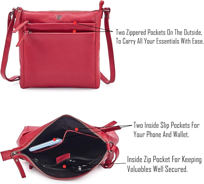 Small Soft Genuine Leather Crossbody Purse Women’s Sling Crossover Shoulder - Image 3