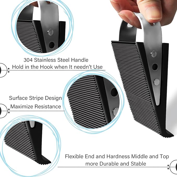 Shackcom Rubber Door Stopper Wedge, 6 Pack Black Heavy Duty Door Stop Suitable - Image 3