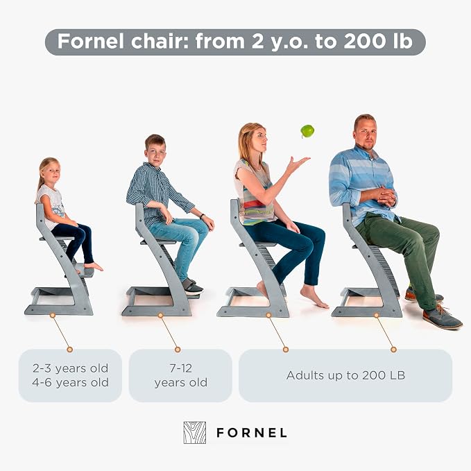 FORNEL Grey Wooden High Chair for Toddlers | The Grow-with-Me Adjustable Chair - Image 4