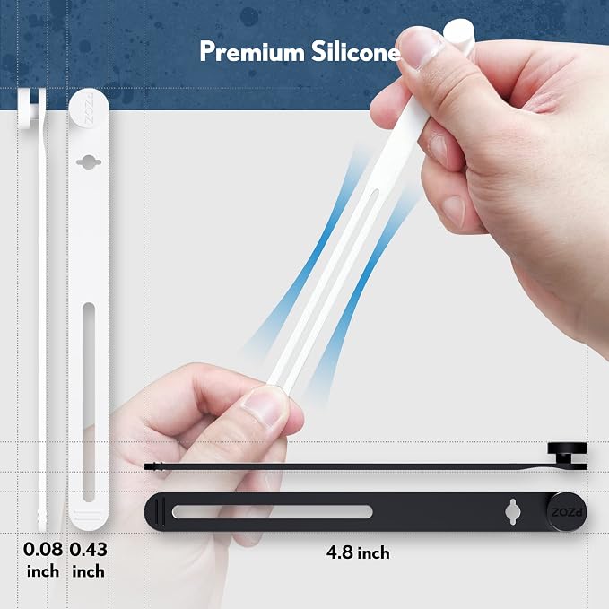 PZOZ Reusable Cable Ties, Elastic Silicone Cord Organizer Straps Keeper - Image 2