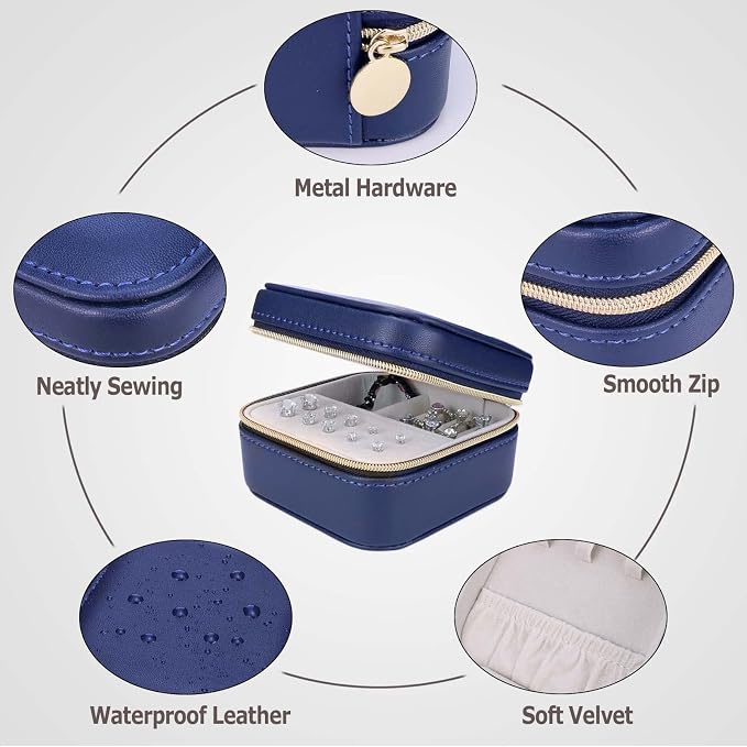 【2 Pack】 PU Leather Travel Small Portable Mini Travel Jewelry Organizer - Image 3