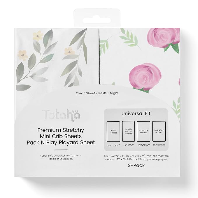 TotAha Premium Stretchy Pack N Play Playard Sheets | Mini Crib Sheets by TotAha%7CUnitedStates