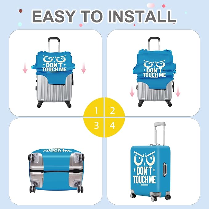 ANNA QUEEN Funny “Don’t Touch Me” Luggage Cover, Bold Blue Suitcase Protector - Image 6