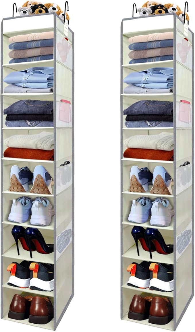 2 Pack Large-Sized Hanging Shoe Organizer 10-Shelf, Sturdy Hanging Closet by ROOMTALK