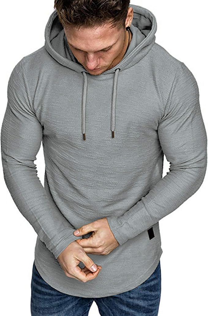 Lexiart Mens Fashion Athletic Hoodies Sport Sweatshirt Solid Color Fleece - Image 2