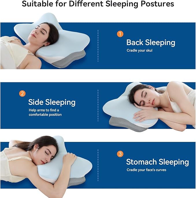 Ergonomic Cervical Pillow for Neck Support, Memory Foam Orthopedic Contour Side - Image 7