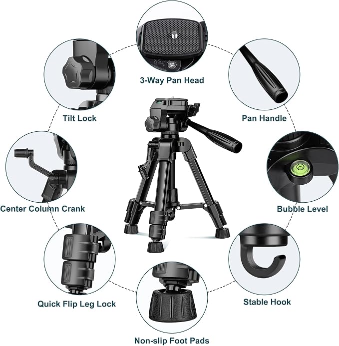 JOILCAN Mini Tripod for Camera, Portable Travel Tripod w/Phone & Tablet Holder - Image 8