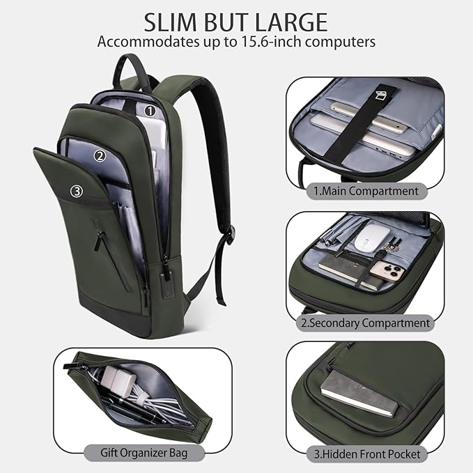 Business Backpack for Men Lightweight Commute Laptop Backpack Anti-Theft Water - Image 4