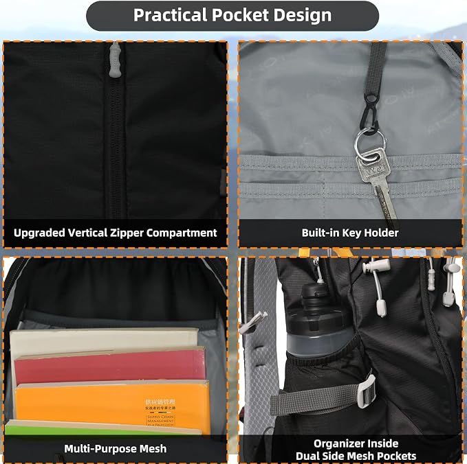 22L Hiking Backpack Lightweight Durable Waterproof Internal Frame Multi-Purpose - Image 5
